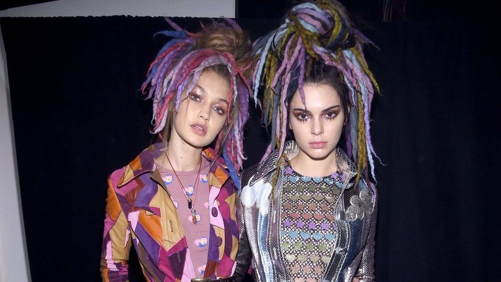 Models Hadid and Jenner sport dreadlocks for Marc Jacob's fall line. Photo from BBC.