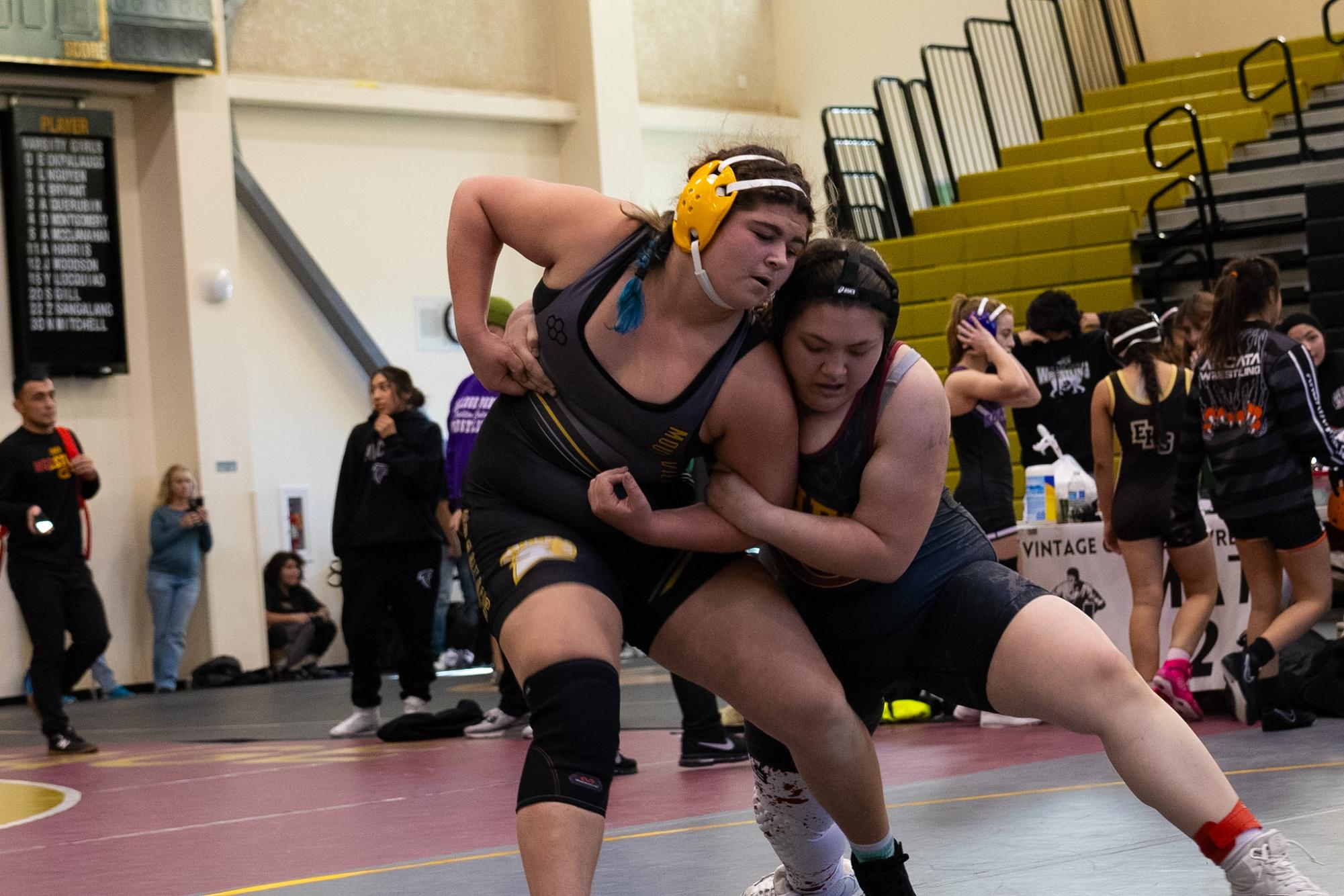 Senior captain Liberty Evans joined the ranks of MVHS wrestlers who have made it to the CIF State Tournament in Bakersville on Feb. 26, which marked the first time MVHS sent two wrestlers to the tournament. Her teammate, junior captain Kiana Lien placed 3rd at the tournament, which made her the first ever CIF state placer, and three-time CIF state qualifier.
This ended a historic season for the girls wrestling team, they placed 1st in SCVAL, 2nd in CCS Northern, and had 4 wrestlers place at CCS Masters; Evans 2nd (155), Lien 3rd (100), sophomore Emeline Zuber 5th (235), and junior Raven Rasmussen-Dailey 6th (135).