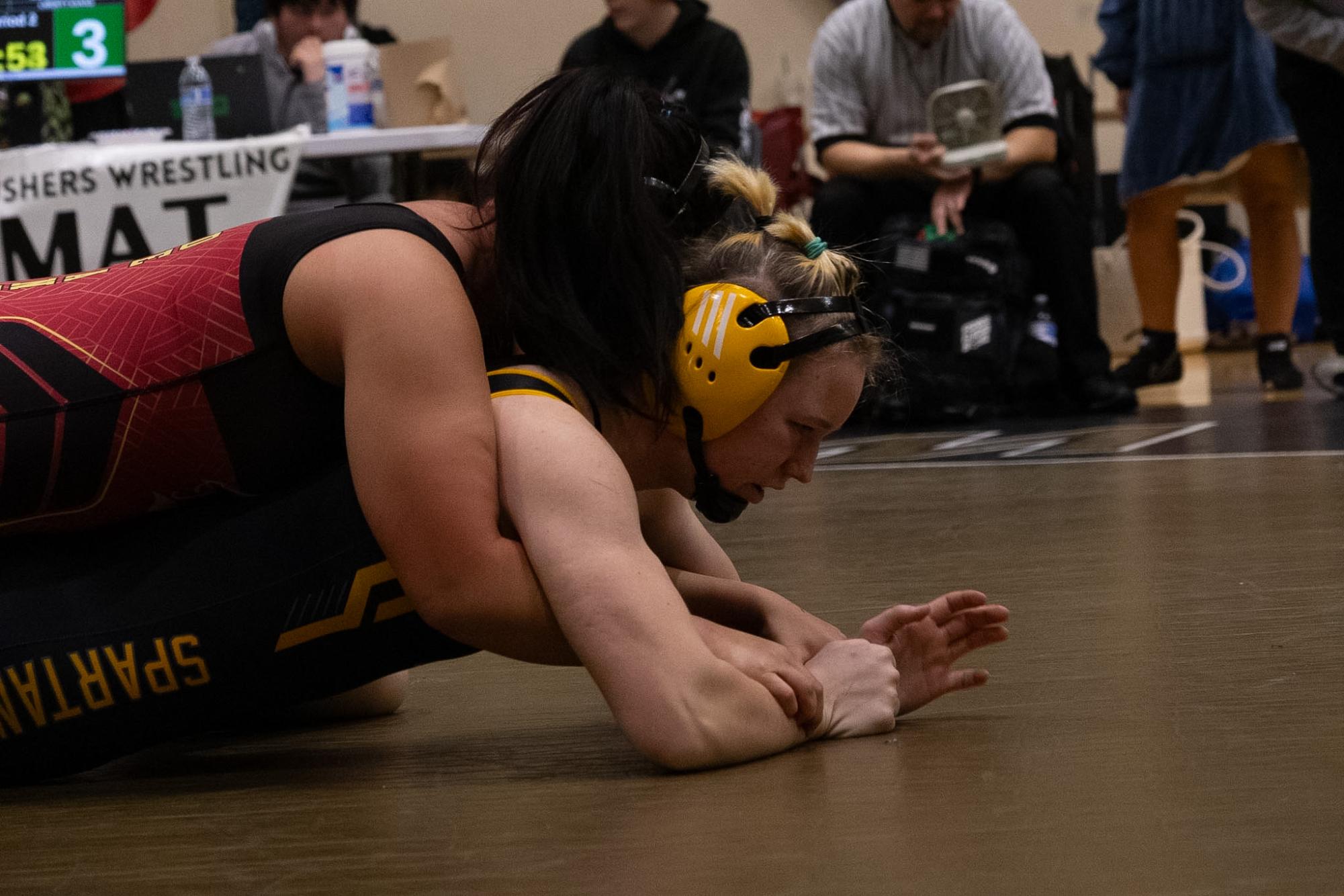 Senior captain Liberty Evans joined the ranks of MVHS wrestlers who have made it to the CIF State Tournament in Bakersville on Feb. 26, which marked the first time MVHS sent two wrestlers to the tournament. Her teammate, junior captain Kiana Lien placed 3rd at the tournament, which made her the first ever CIF state placer, and three-time CIF state qualifier.
This ended a historic season for the girls wrestling team, they placed 1st in SCVAL, 2nd in CCS Northern, and had 4 wrestlers place at CCS Masters; Evans 2nd (155), Lien 3rd (100), sophomore Emeline Zuber 5th (235), and junior Raven Rasmussen-Dailey 6th (135).